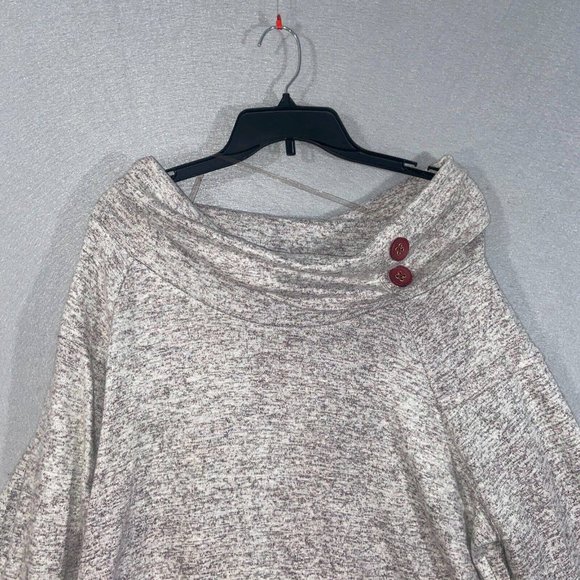 One World Tunic Sweater Womens 2X Gray Heathered Long Sleeve Cowl Neck Casual - Picture 3 of 14